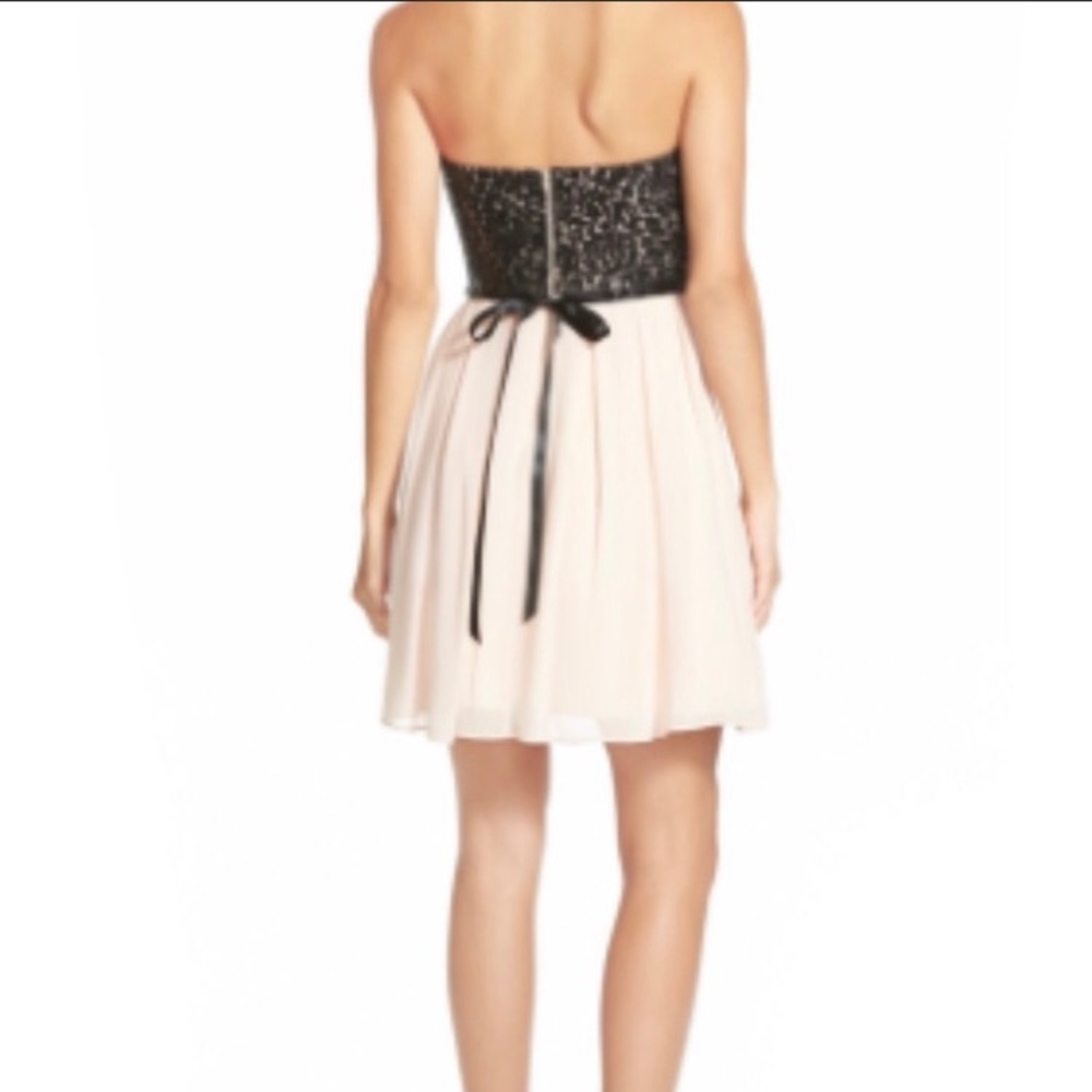 NWT SequinHearts Strapless Blk Bust Pink MiniDress - Picture 2 of 3